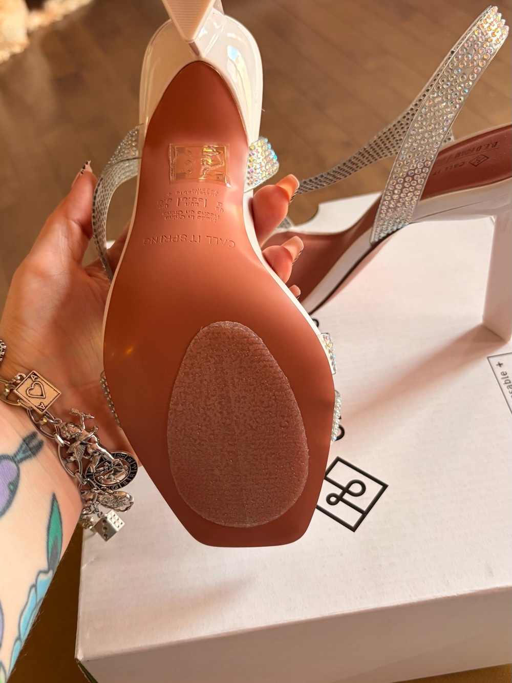 Call It Spring White Crystal-Strap Slingback Heels - Picture 3 of 4